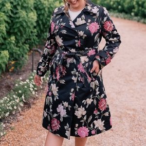 Dominique Floral Jacquard Trench Coat in XS